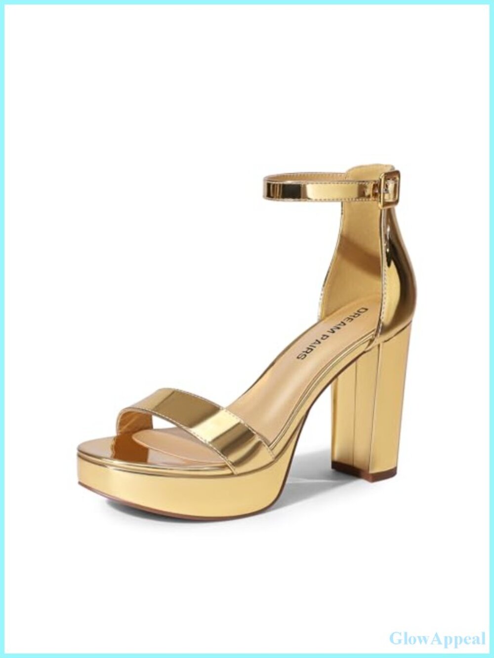 Women's Platform Chunky Heel Sandals Faux Leather Ankle Strap Casual